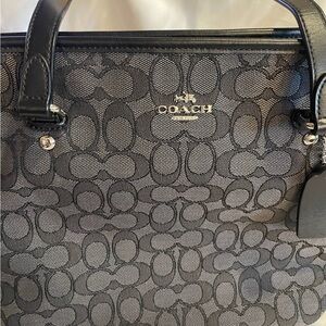 Coach Black and Gray Signature Zip Tote